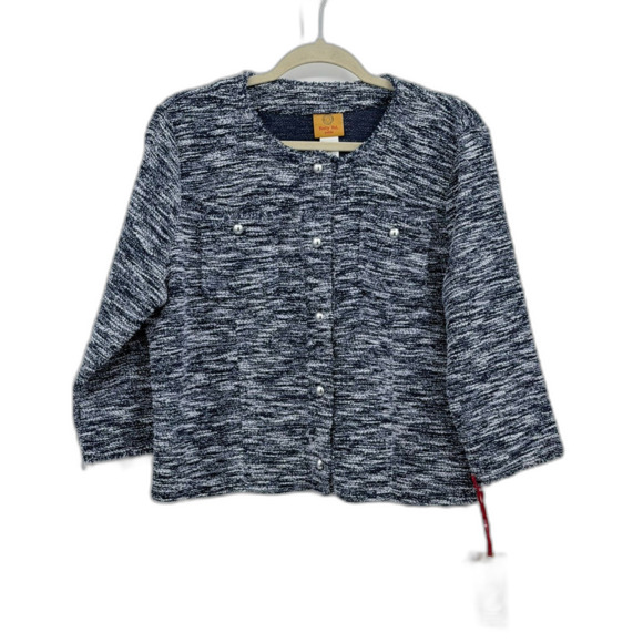 NWT Ruby Rd Navy Boucle Blazer Petite Large Jacket Classic Boxy Capsule Women - Picture 1 of 8